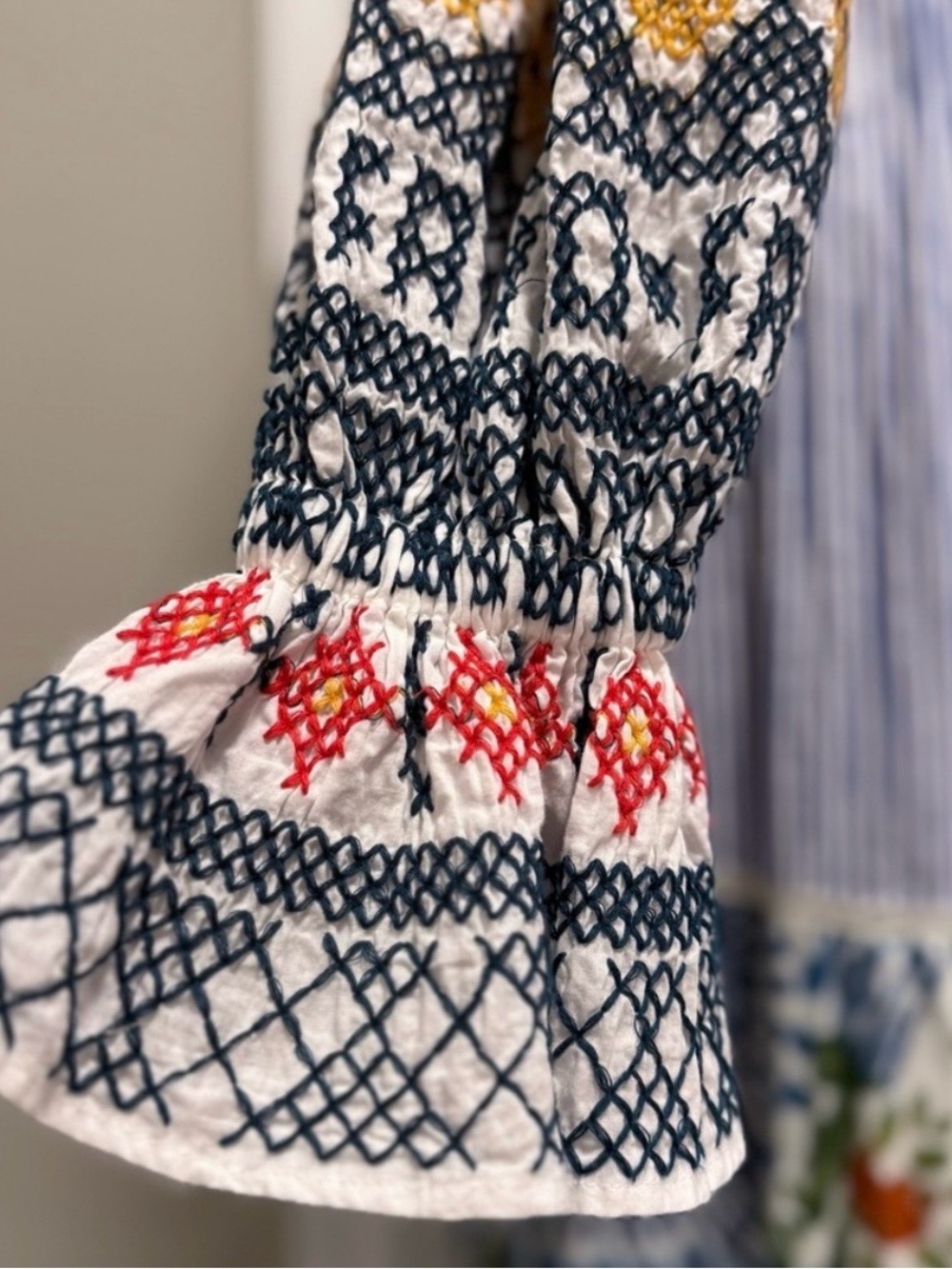 RARE FARM RIO Cross Stitched Embroidered Tiered Maxi Dress - Picture 7 of 13
